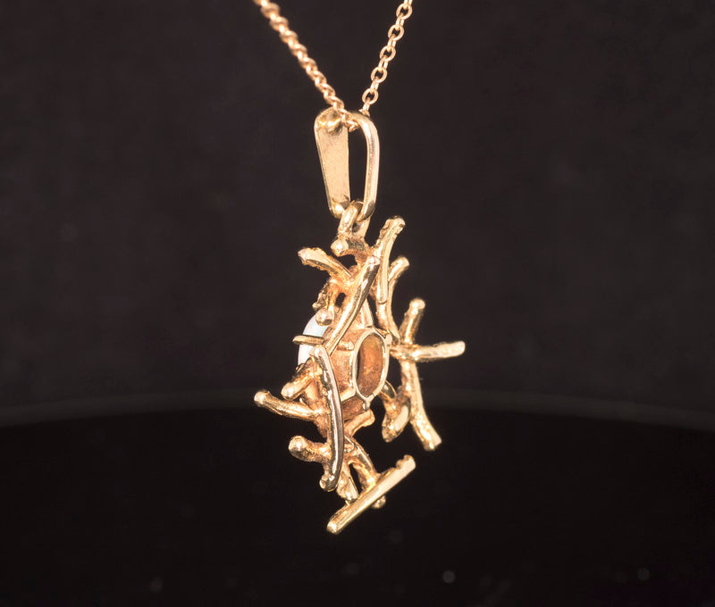 Vintage 1970's  9ct Gold, Opal Pendant. Very 'Grima' Style