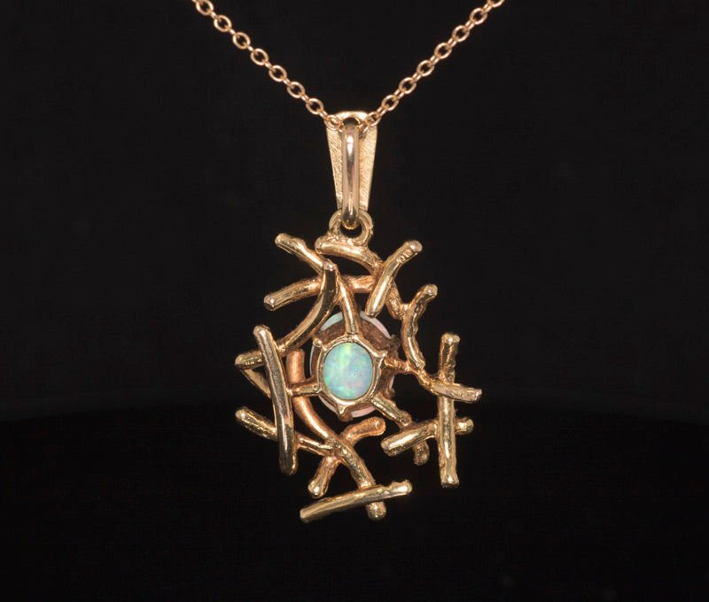 Vintage 1970's  9ct Gold, Opal Pendant. Very 'Grima' Style