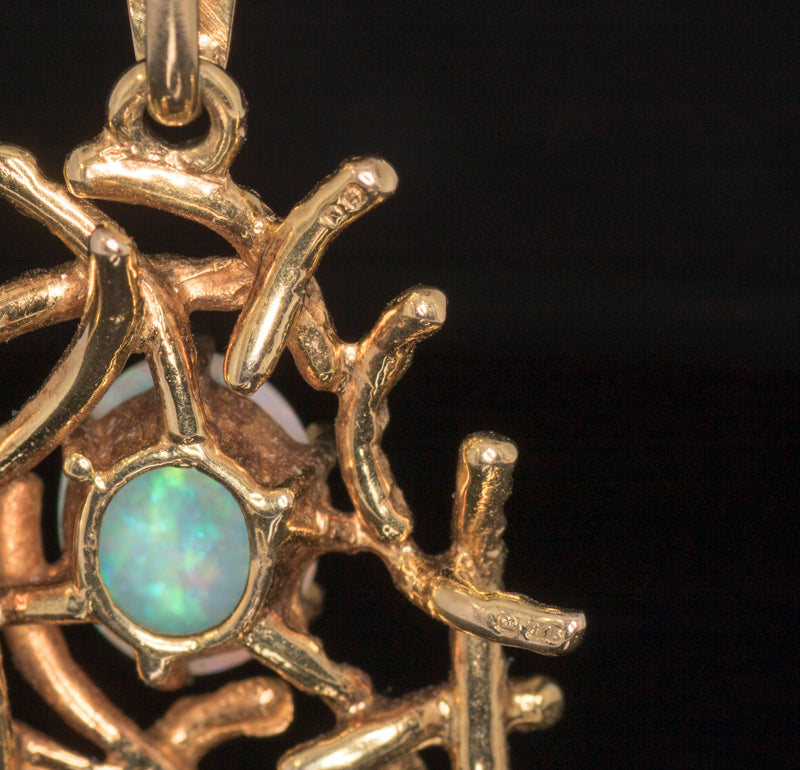 Vintage 1970's  9ct Gold, Opal Pendant. Very 'Grima' Style