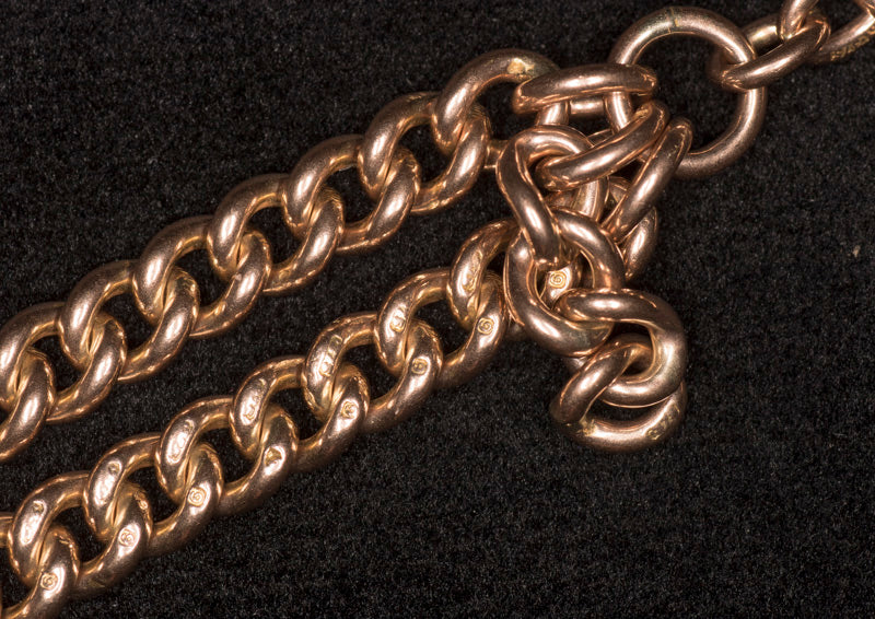 Antique Edwardian 9ct Gold Graduated Curb Link Albert Watch Chain. Assayed in Chester 1911