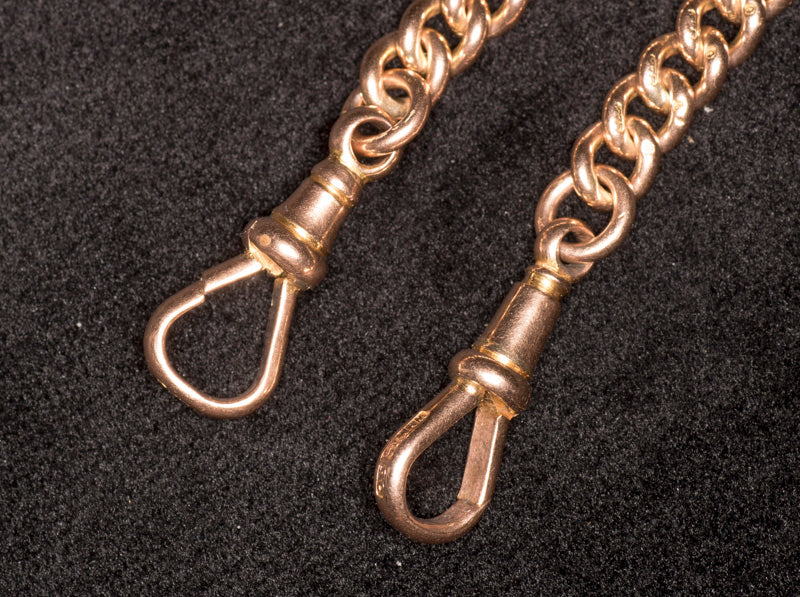 Antique Edwardian 9ct Gold Graduated Curb Link Albert Watch Chain. Assayed in Chester 1911