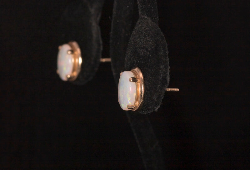 Pre-Loved 14k Gold Natural Opal Earrings. Excellent Colours.