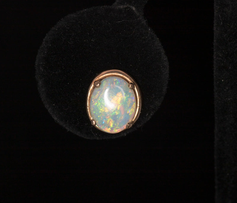 Pre-Loved 14k Gold Natural Opal Earrings. Excellent Colours.