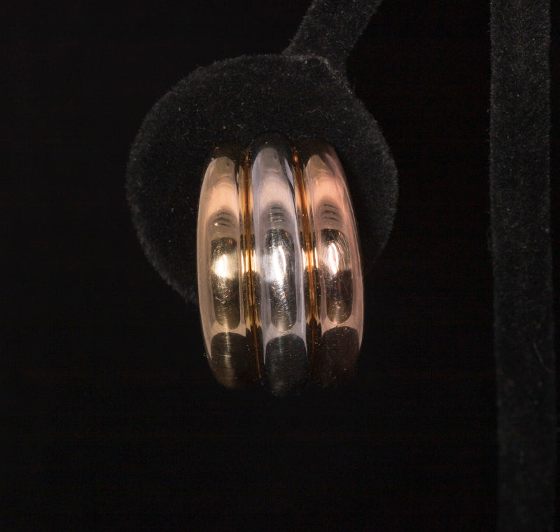 Fine Pair of Vintage 18ct 'Trinity' Three Colour Gold Earrings. Excellent Weight.