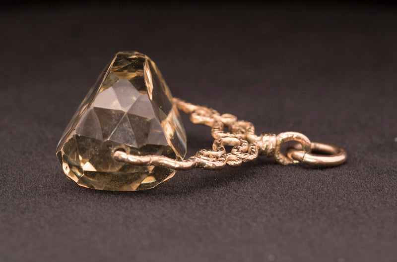 Antique 9ct Gold Citrine Watch Spinner / Seal / Fob. Circa 1920s