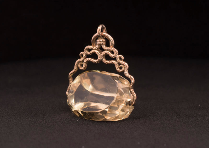 Antique 9ct Gold Citrine Watch Spinner / Seal / Fob. Circa 1920s