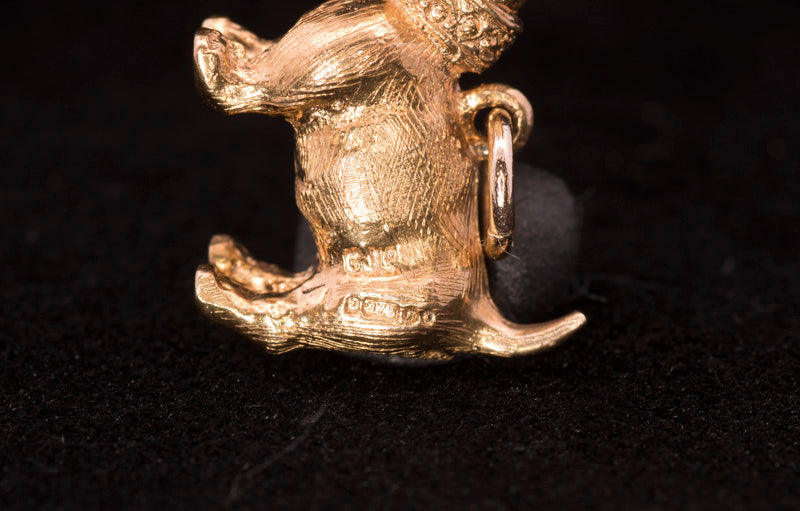 Vintage 9ct Gold Georg Jenson Ruby Eyes 'Scotty' Dog Charm. London 1972