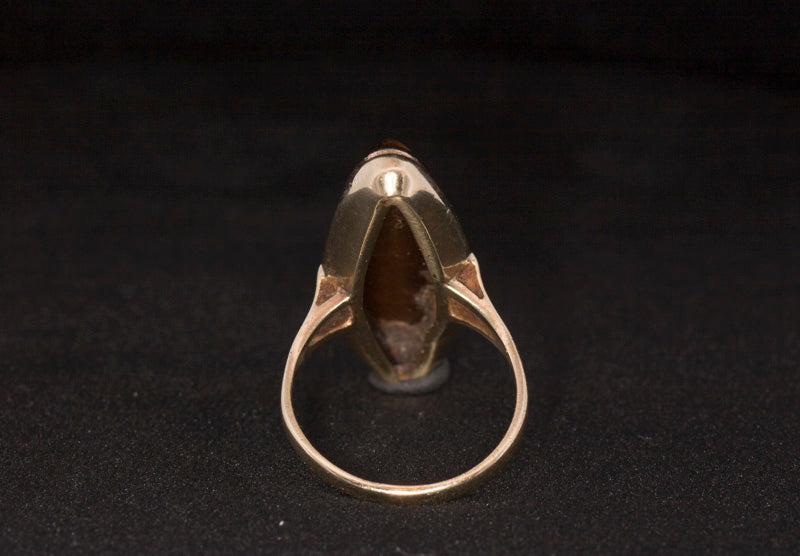 Vintage 1970's Retro Tigers Eye Dress Ring. 14ct Gold.