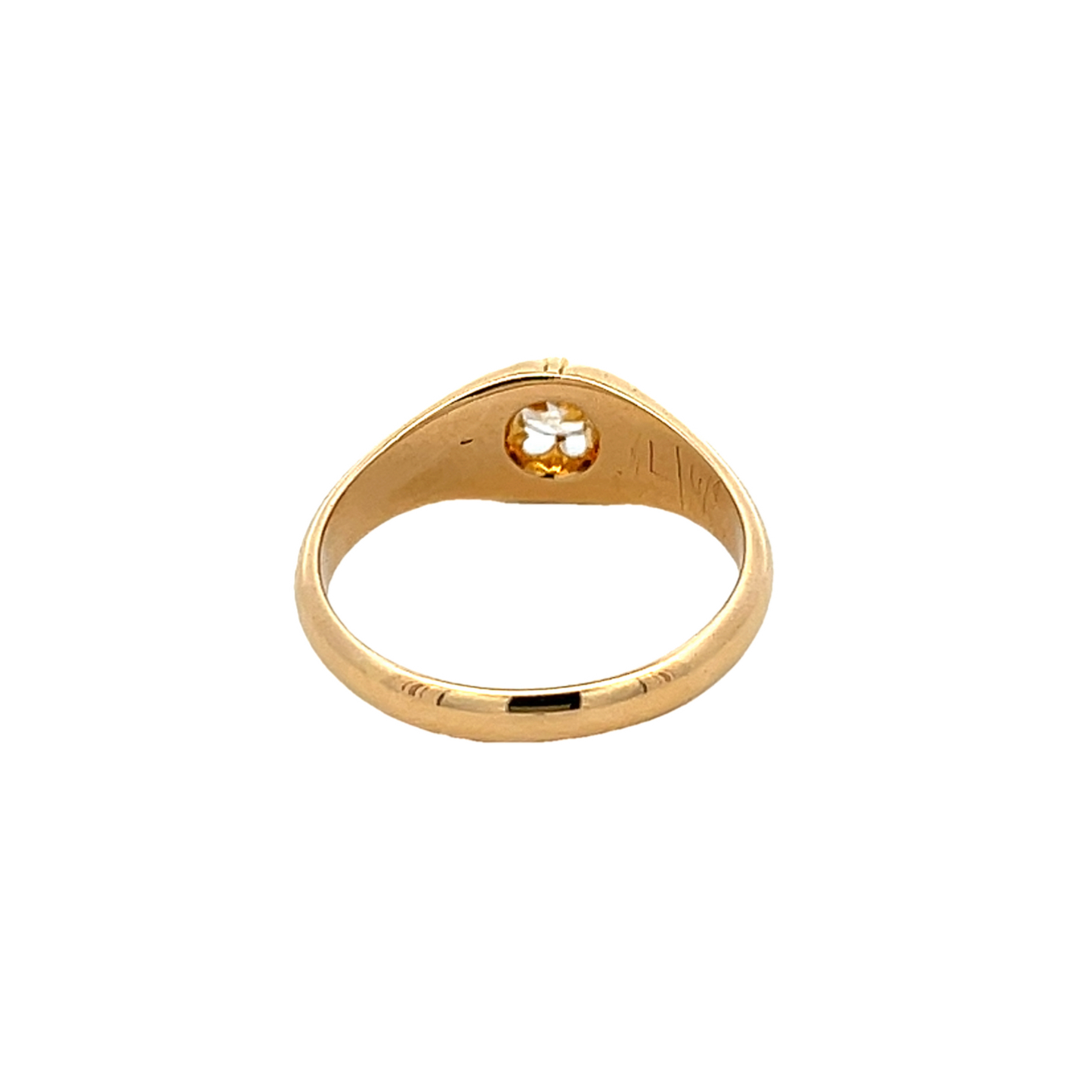 Antique Edwardian Solitaire Old Mine Cut 0.50ct Diamond 18ct Gold Gypsy Ring