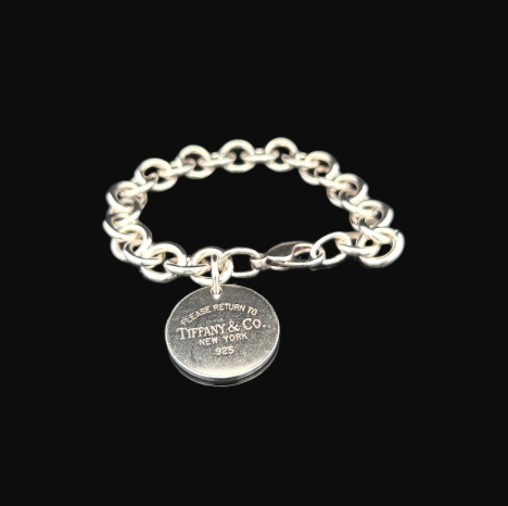 Tiffany & Co Sterling Silver 'Return To Tiffany' Round Tag Bracelet.  Genuine UK Hallmarked.