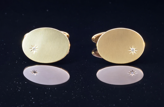 Vintage hallmarked 9ct Gold Diamond Cufflinks. London 1986. Torpedo Fittings. 8.1g