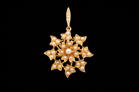 Antique Victorian 15ct Gold Natural Split Pearl Pendant Brooch Cum Pendant C.1890