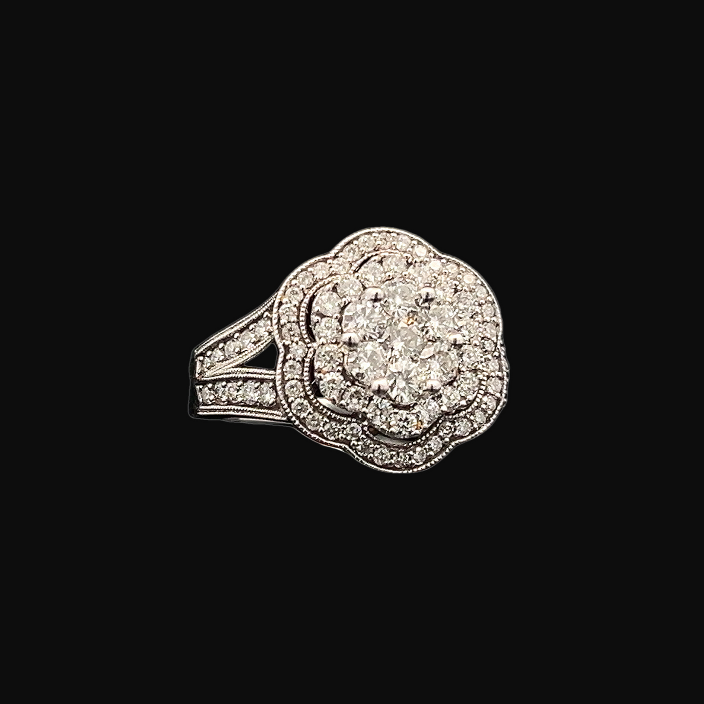 Vintage Diamond Daisy Cluster 18ct White Gold Ring