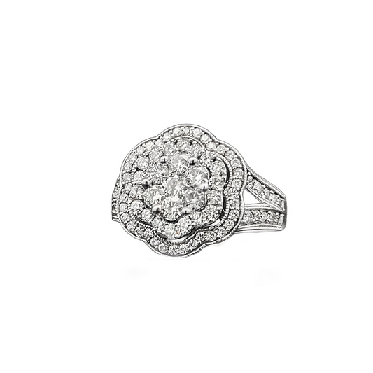 Vintage Diamond Daisy Cluster 18ct White Gold Ring