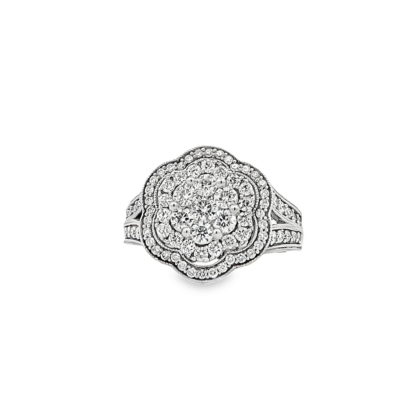Vintage Diamond Daisy Cluster 18ct White Gold Ring