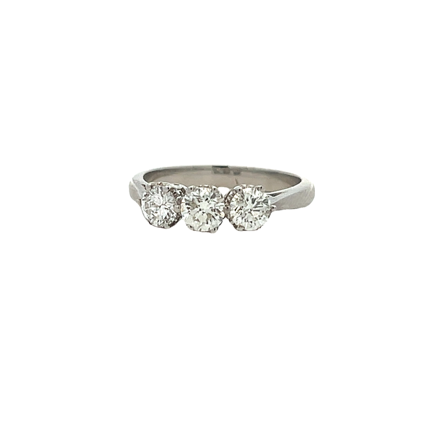 Vintage Natural Diamond Trilogy Platinum Ring