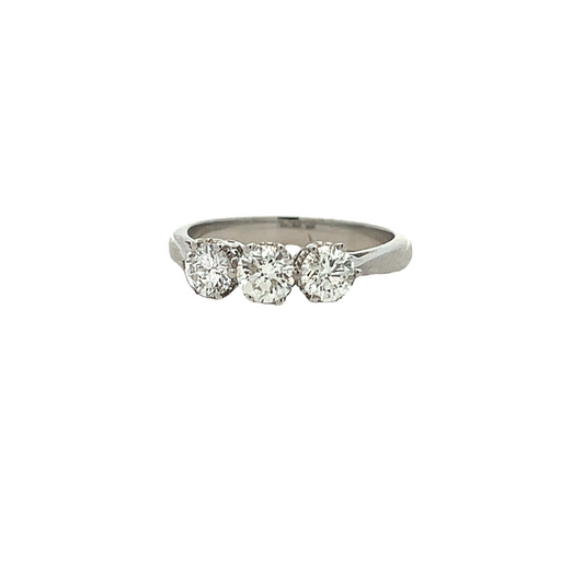 Vintage Natural Diamond Trilogy Platinum Ring