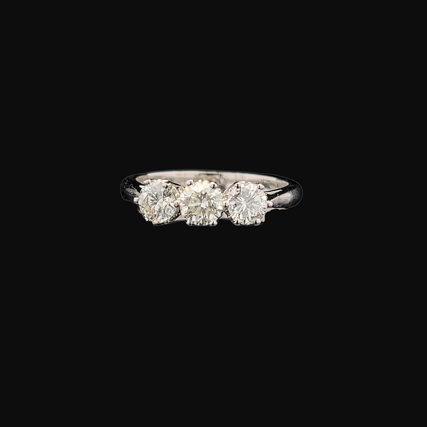 Vintage Natural Diamond Trilogy Platinum Ring