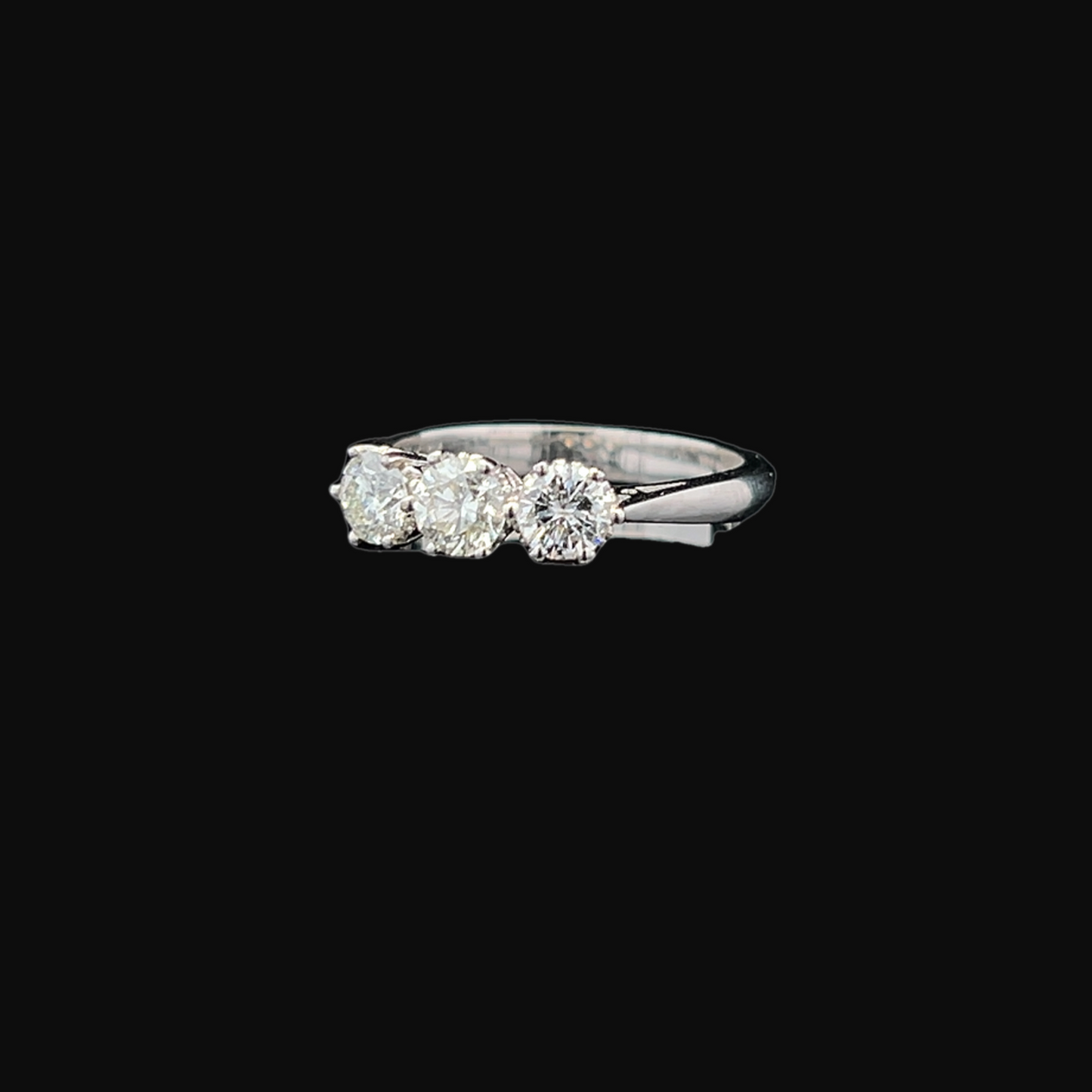 Vintage Natural Diamond Trilogy Platinum Ring