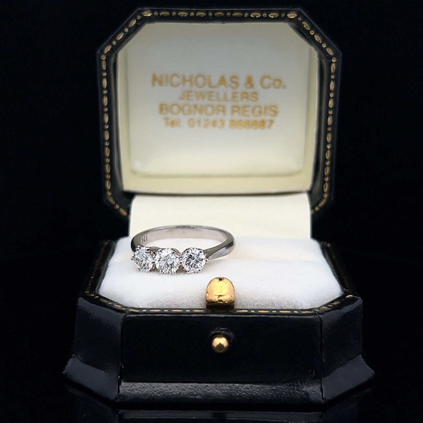 Vintage Natural Diamond Trilogy Platinum Ring