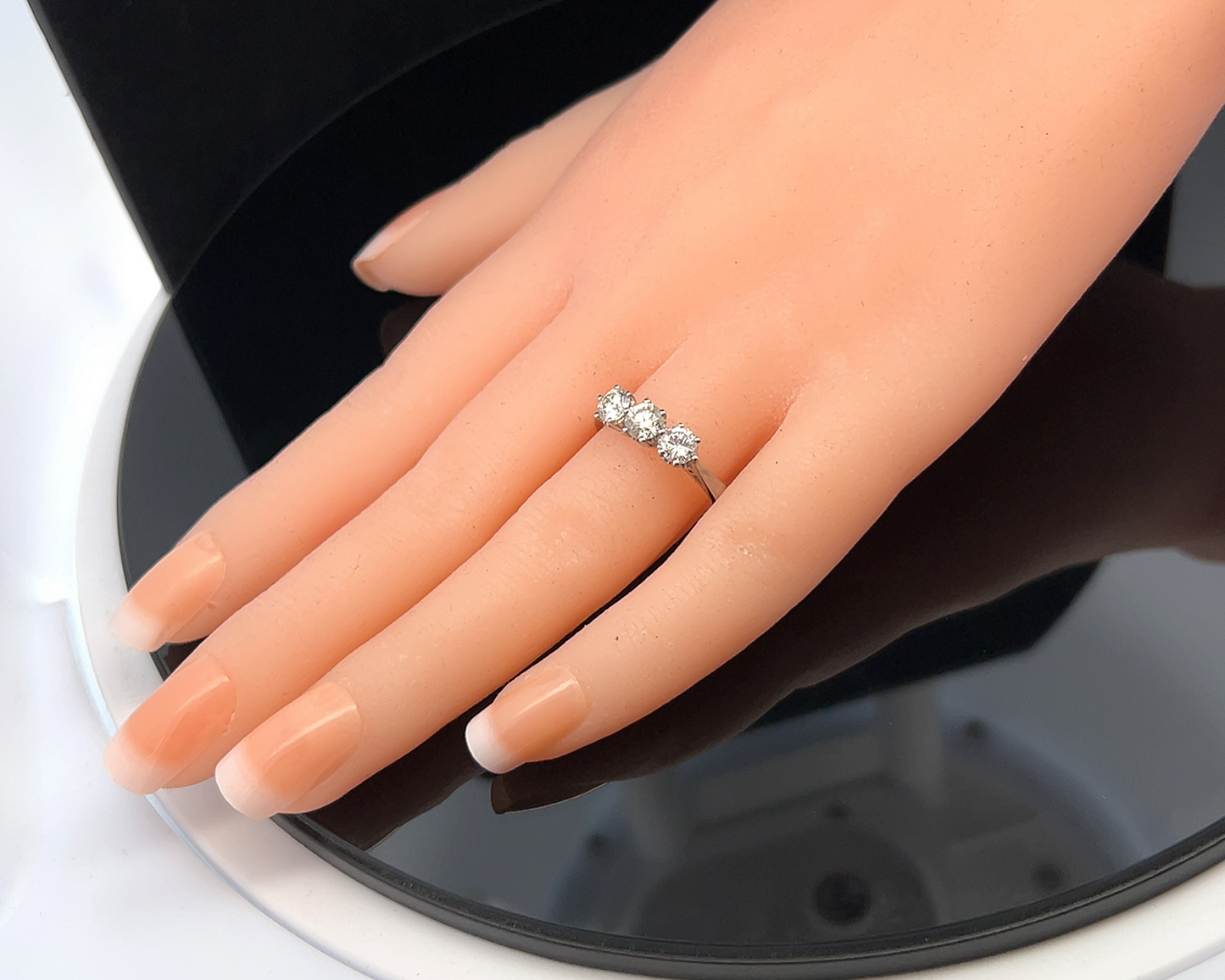 Vintage Natural Diamond Trilogy Platinum Ring
