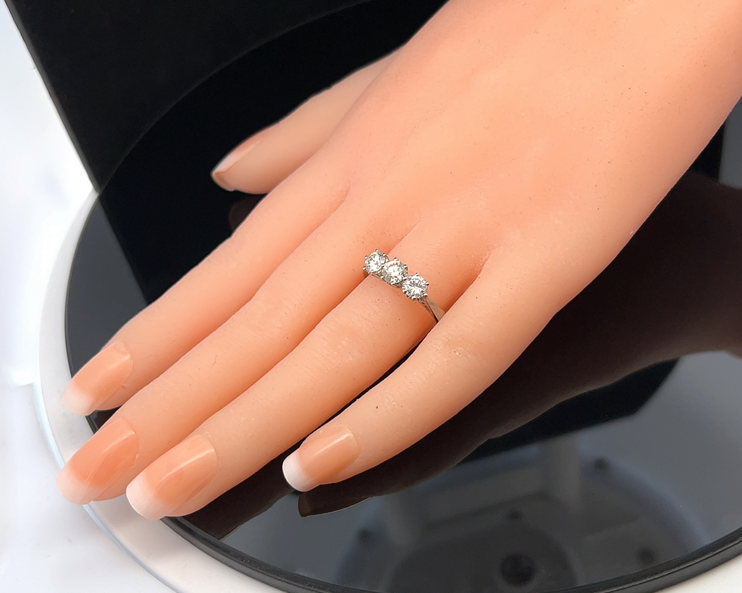 Vintage Natural Diamond Trilogy Platinum Ring
