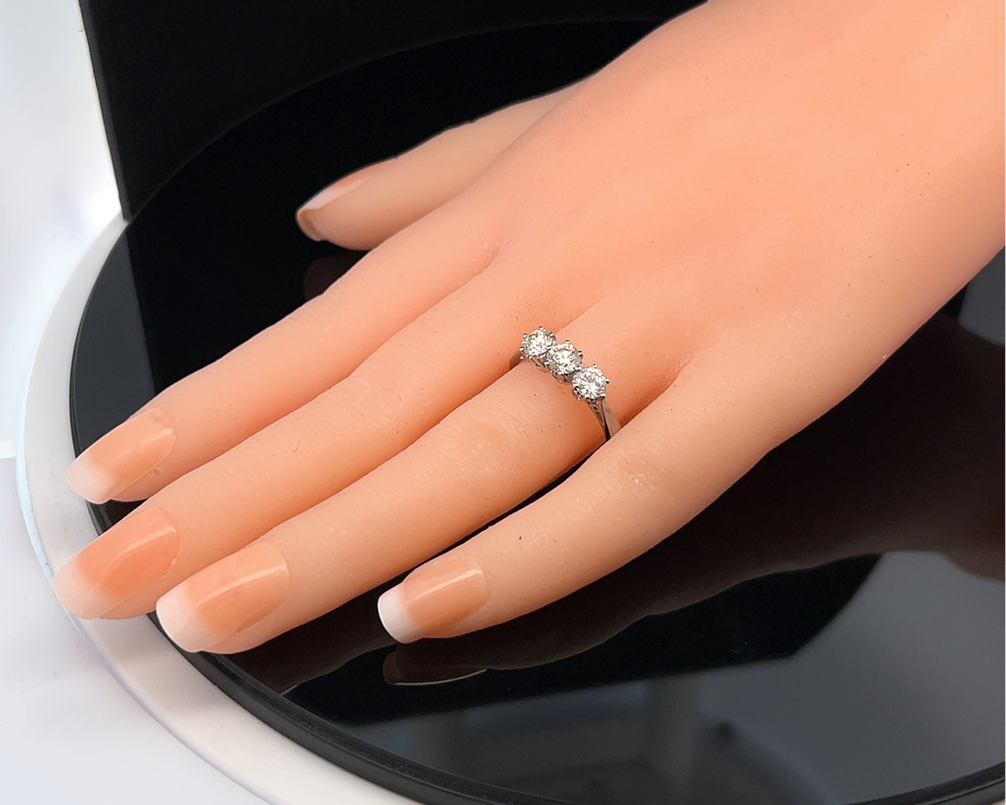 Vintage Natural Diamond Trilogy Platinum Ring