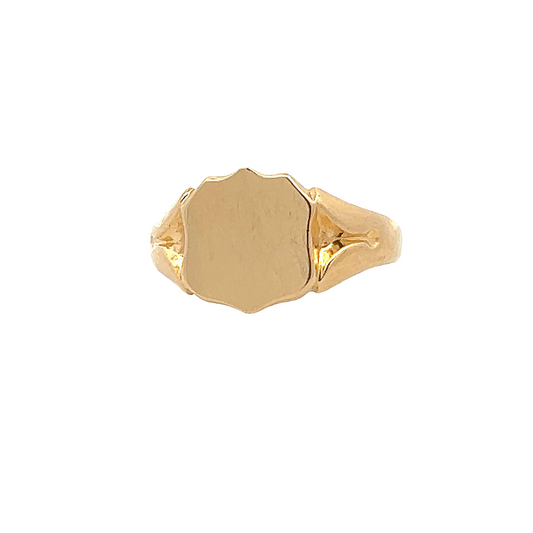 Vintage Art Deco Shield Motif 18ct Gold Signet Ring