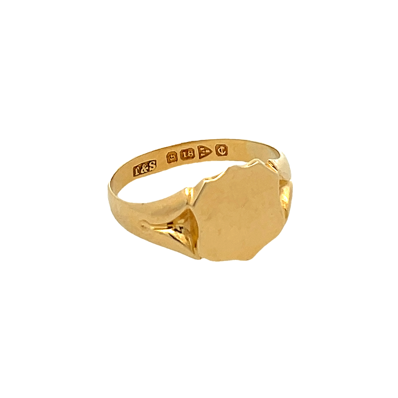 Vintage Art Deco Shield Motif 18ct Gold Signet Ring