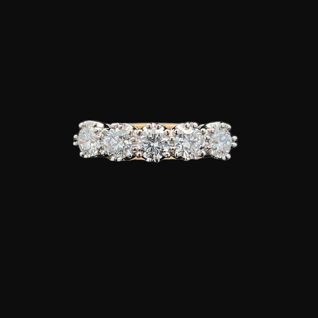 Bespoke 1.51 Carats 5 Stone Natural Diamond 18ct Gold and Platinum Ring