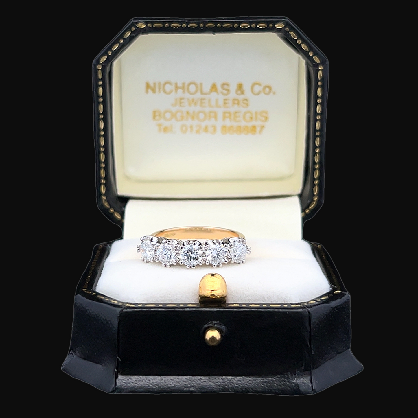 Bespoke 1.51 Carats 5 Stone Natural Diamond 18ct Gold and Platinum Ring