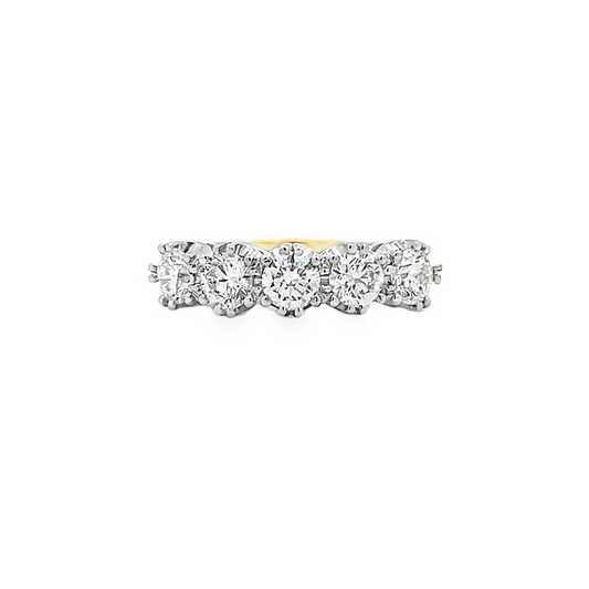 Bespoke 1.51 Carats 5 Stone Natural Diamond 18ct Gold and Platinum Ring