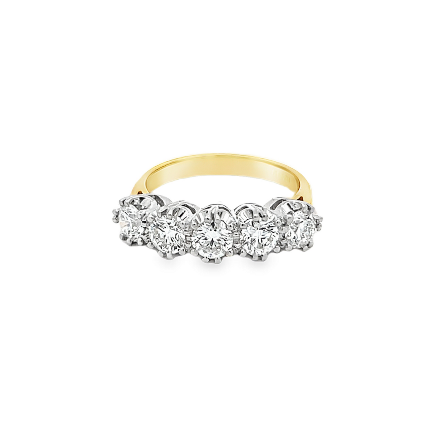 Bespoke 1.51 Carats 5 Stone Natural Diamond 18ct Gold and Platinum Ring