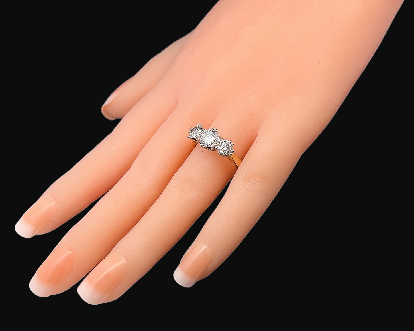Vintage 2.01 Carat Diamond 3 Stone 18ct Gold and Platinum Ring