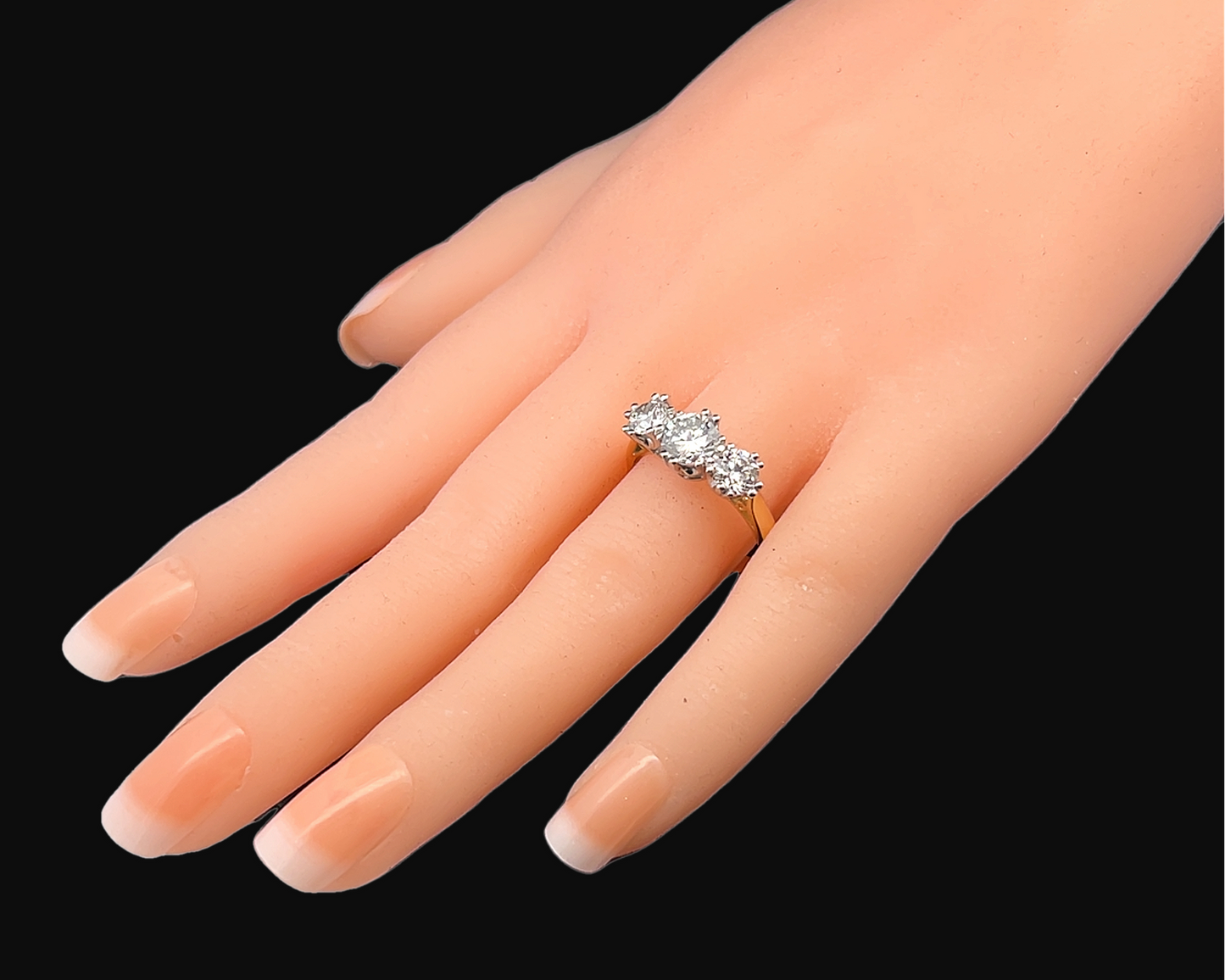 Vintage 2.01 Carat Diamond 3 Stone 18ct Gold and Platinum Ring