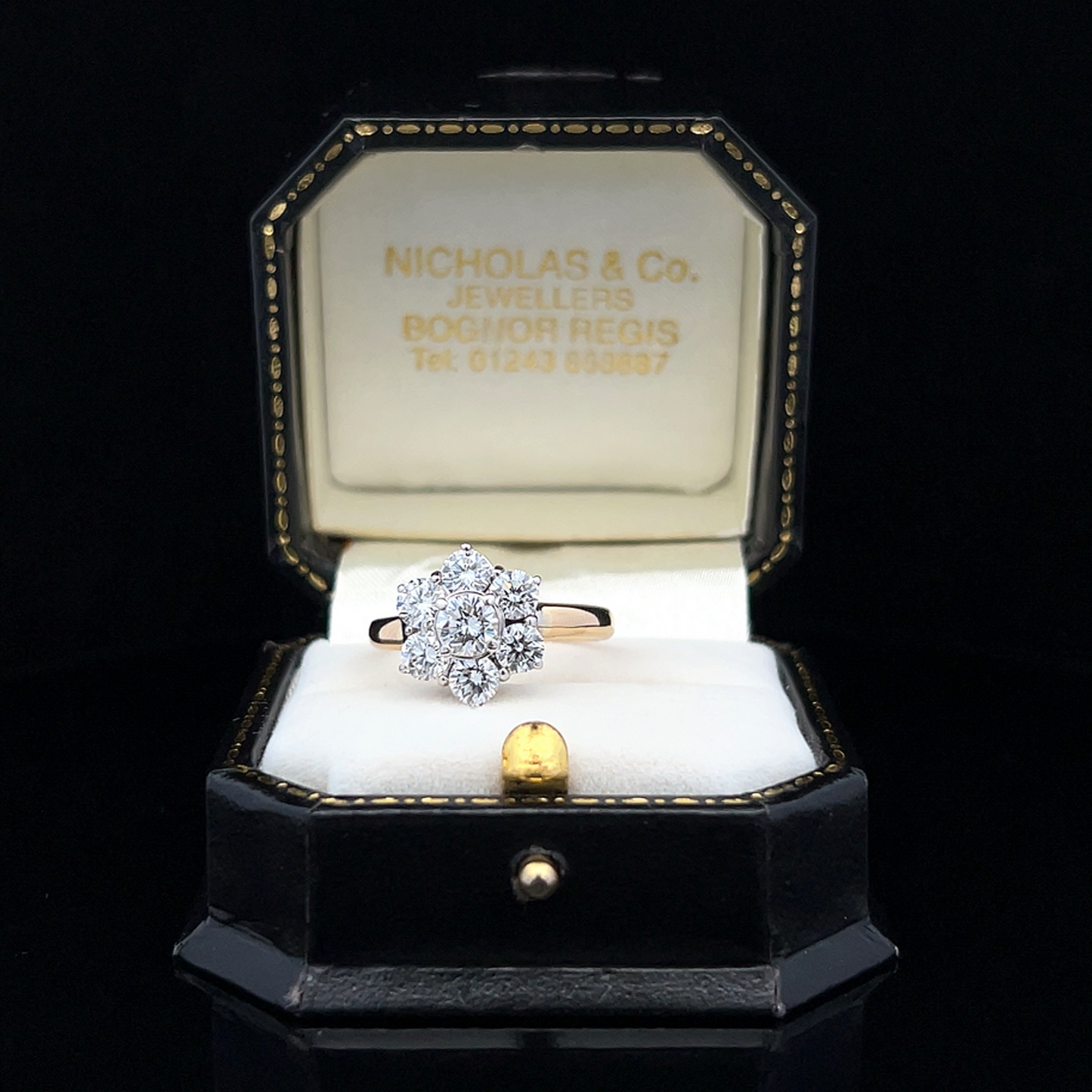 Vintage Natural Diamond Daisy Cluster 18ct Yellow and White Gold Ring