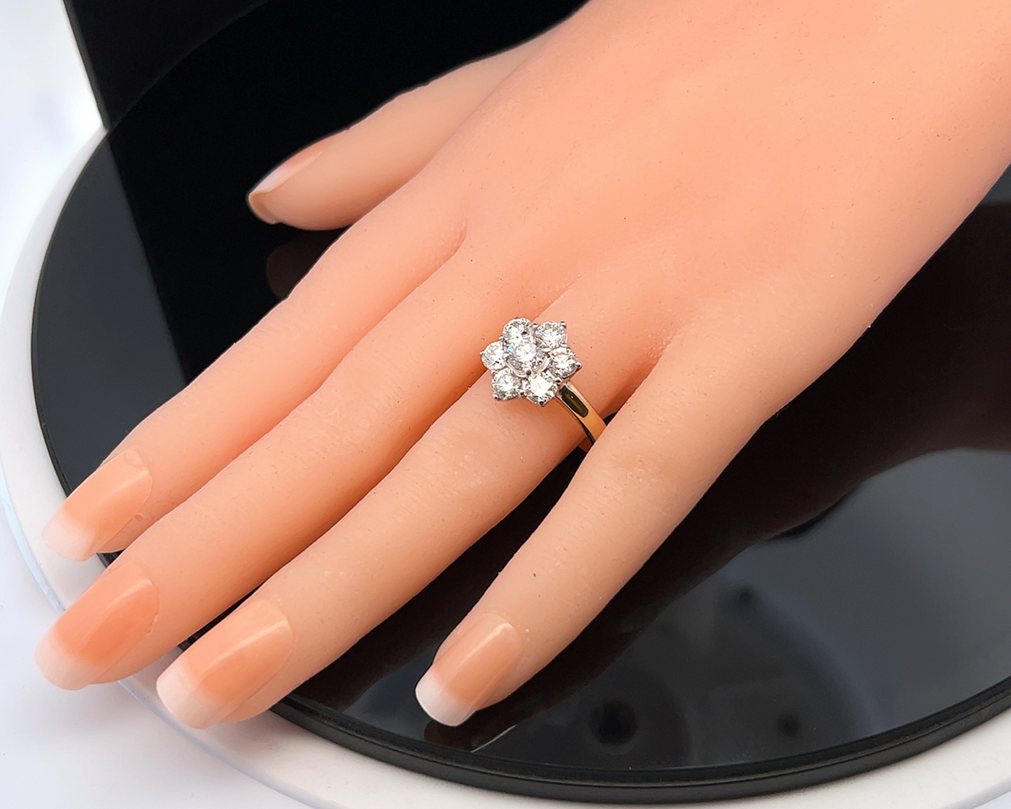 Vintage Natural Diamond Daisy Cluster 18ct Yellow and White Gold Ring