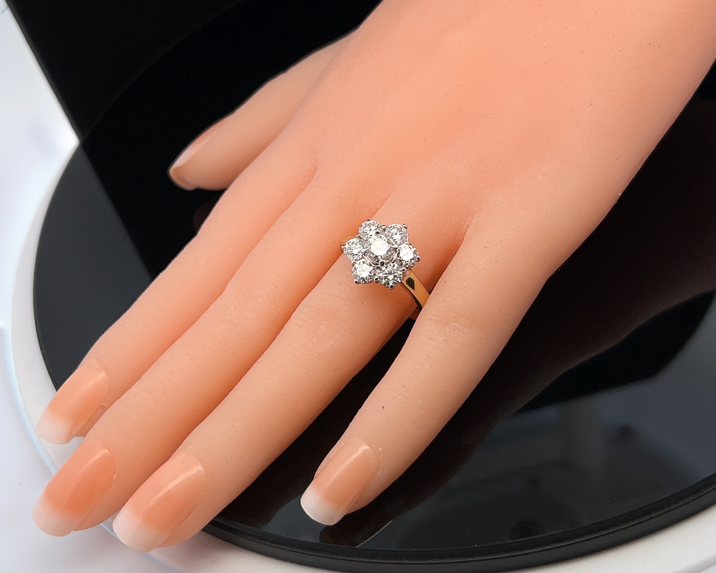 Vintage Natural Diamond Daisy Cluster 18ct Yellow and White Gold Ring