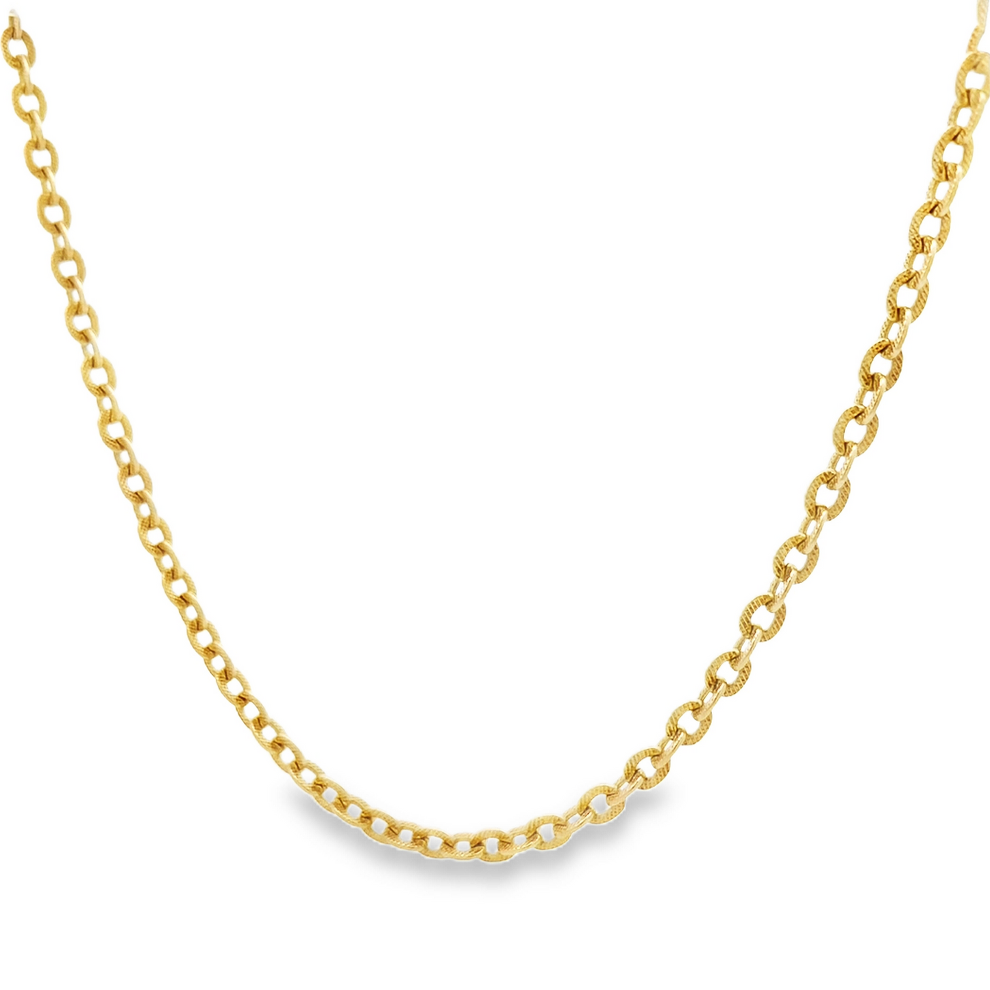 Vintage Georgian Style 9ct Gold Ornate Oval Engraved Link Chain