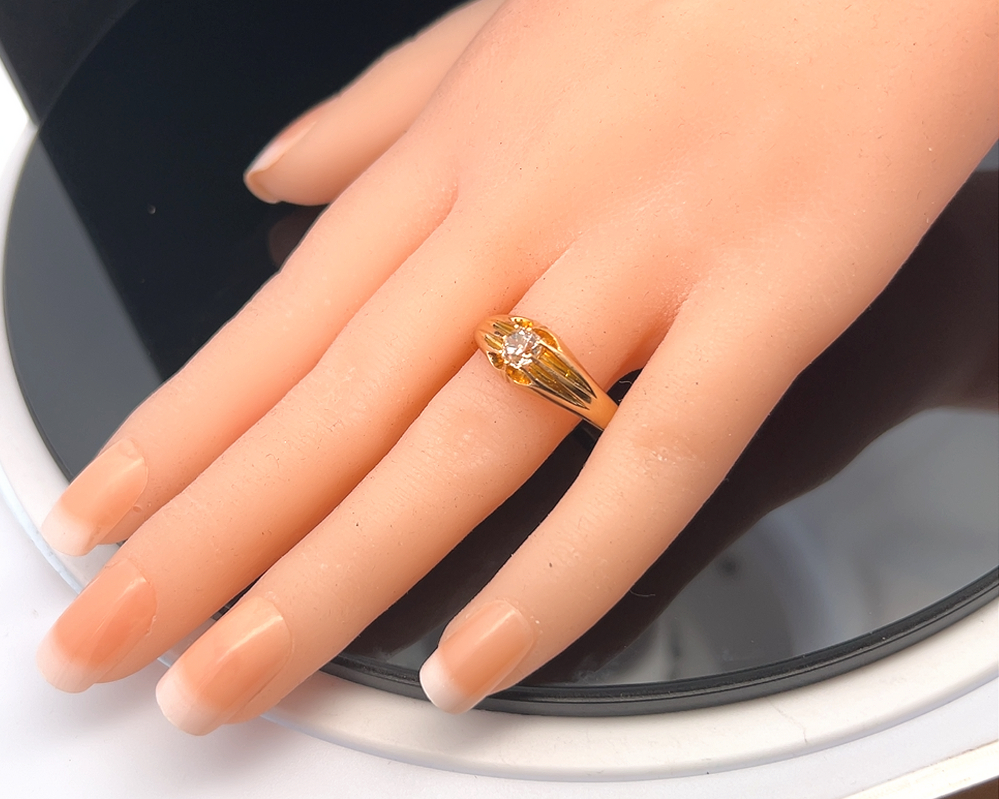 Antique Edwardian Solitaire Old Mine Cut 0.50ct Diamond 18ct Gold Gypsy Ring