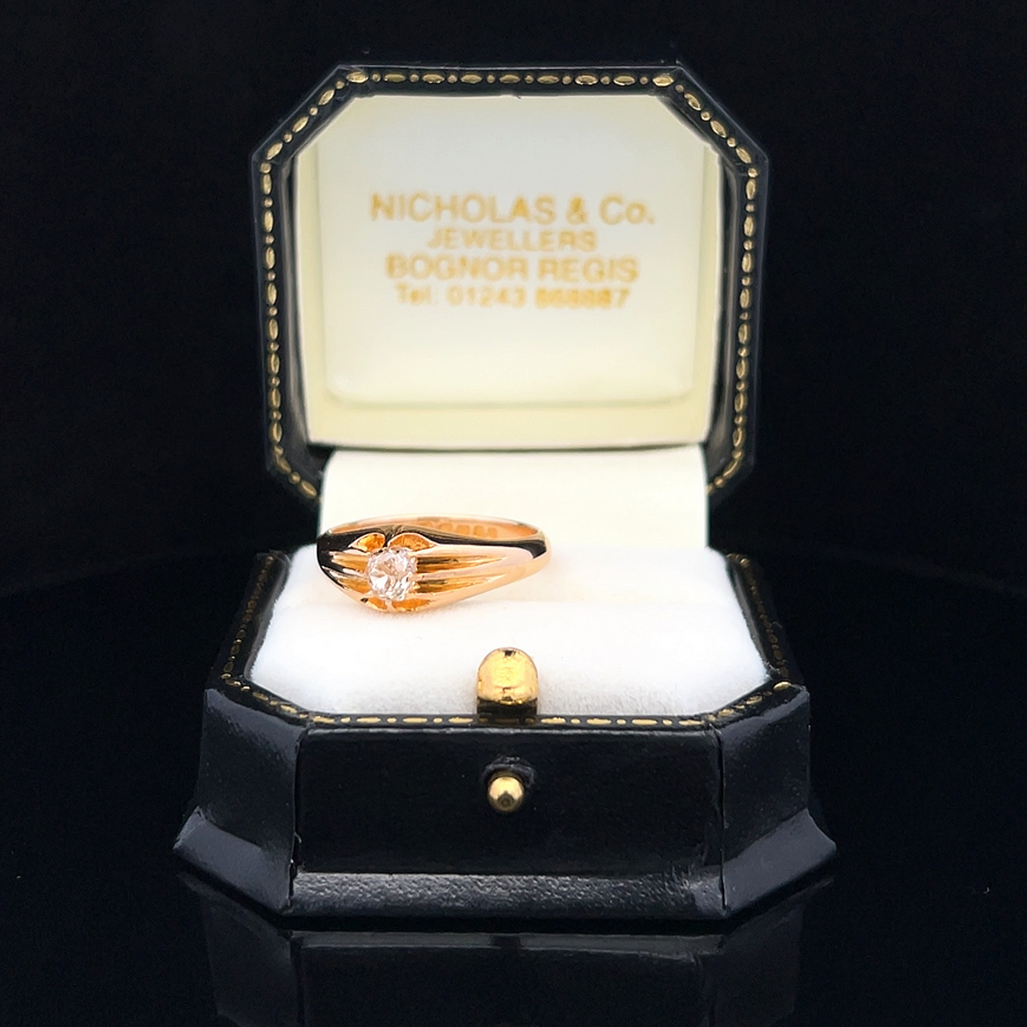 Antique Edwardian Solitaire Old Mine Cut 0.50ct Diamond 18ct Gold Gypsy Ring