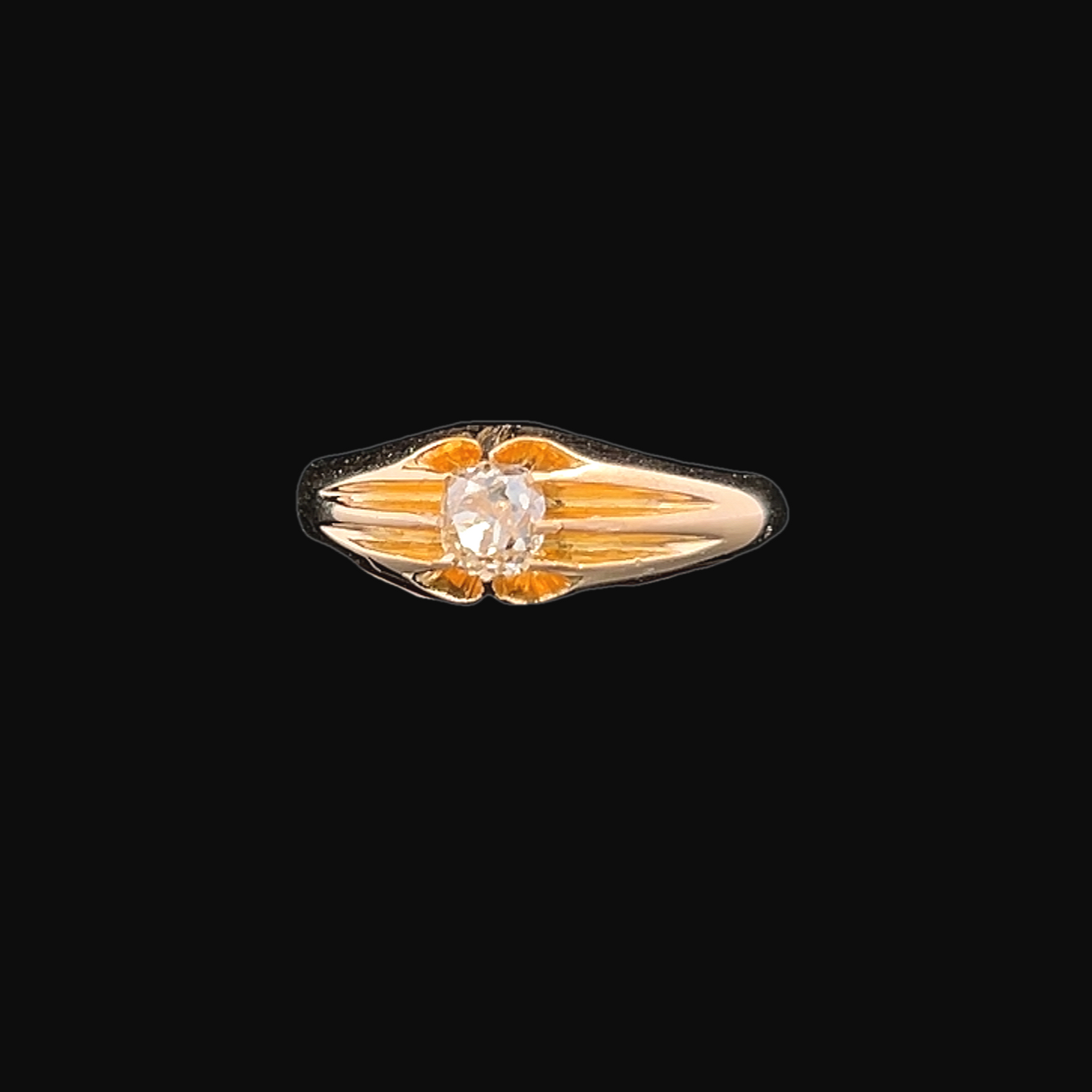 Antique Edwardian Solitaire Old Mine Cut 0.50ct Diamond 18ct Gold Gypsy Ring