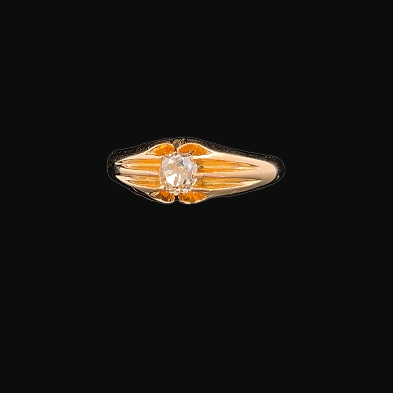 Antique Edwardian Solitaire Old Mine Cut 0.50ct Diamond 18ct Gold Gypsy Ring