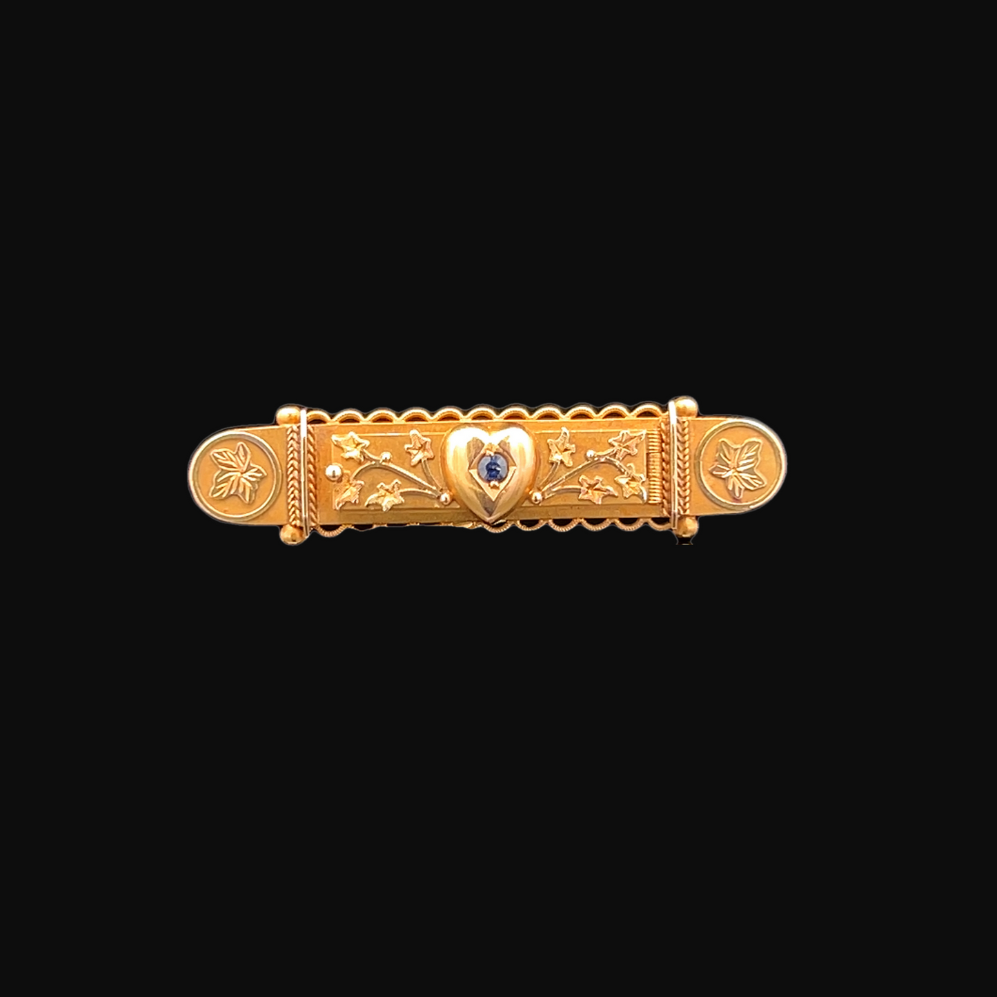 Antique Edwardian 'Secret Mizpah' Sapphire Heart 9ct Gold Brooch