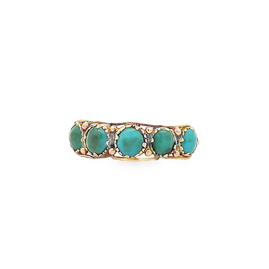 Antique Regency Turquoise 5 Stone 18ct Gold Ring