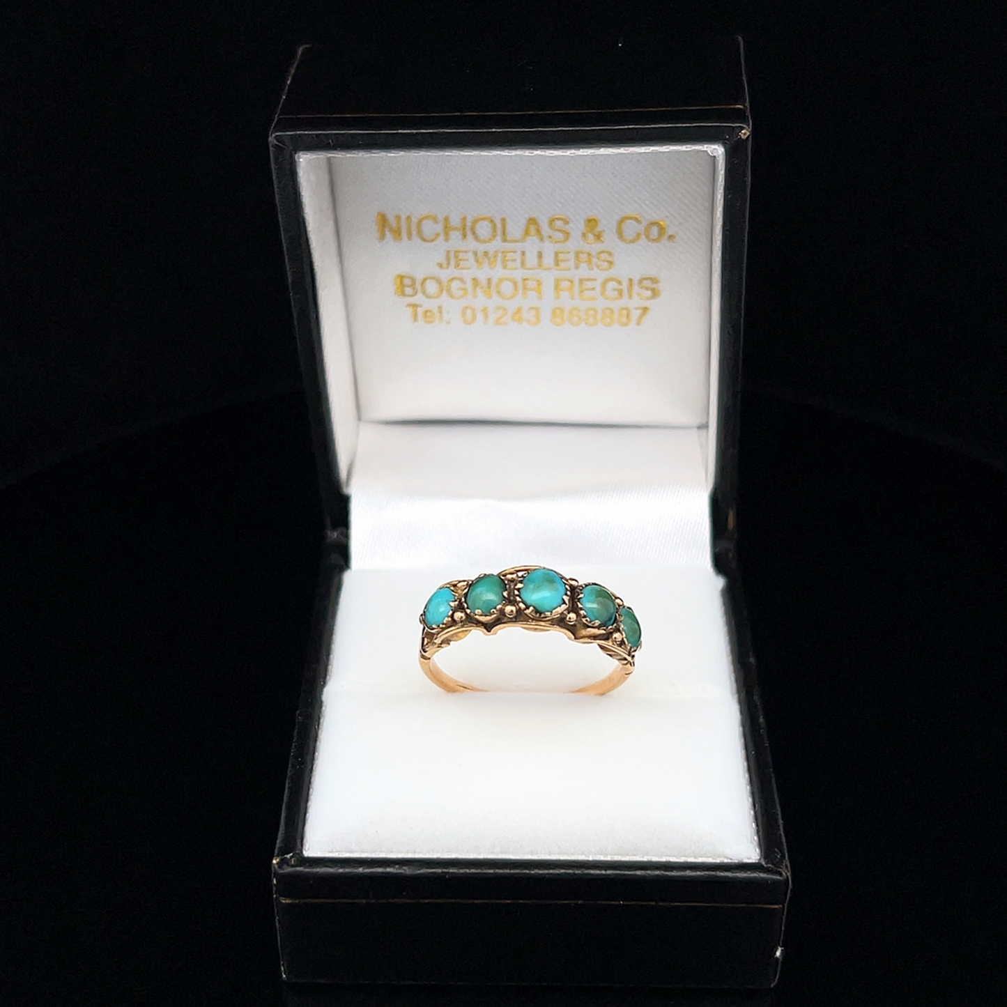 Antique Regency Turquoise 5 Stone 18ct Gold Ring