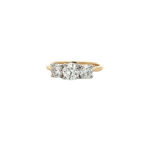 Vintage Diamond Trilogy 18ct Gold & Platinum Ring