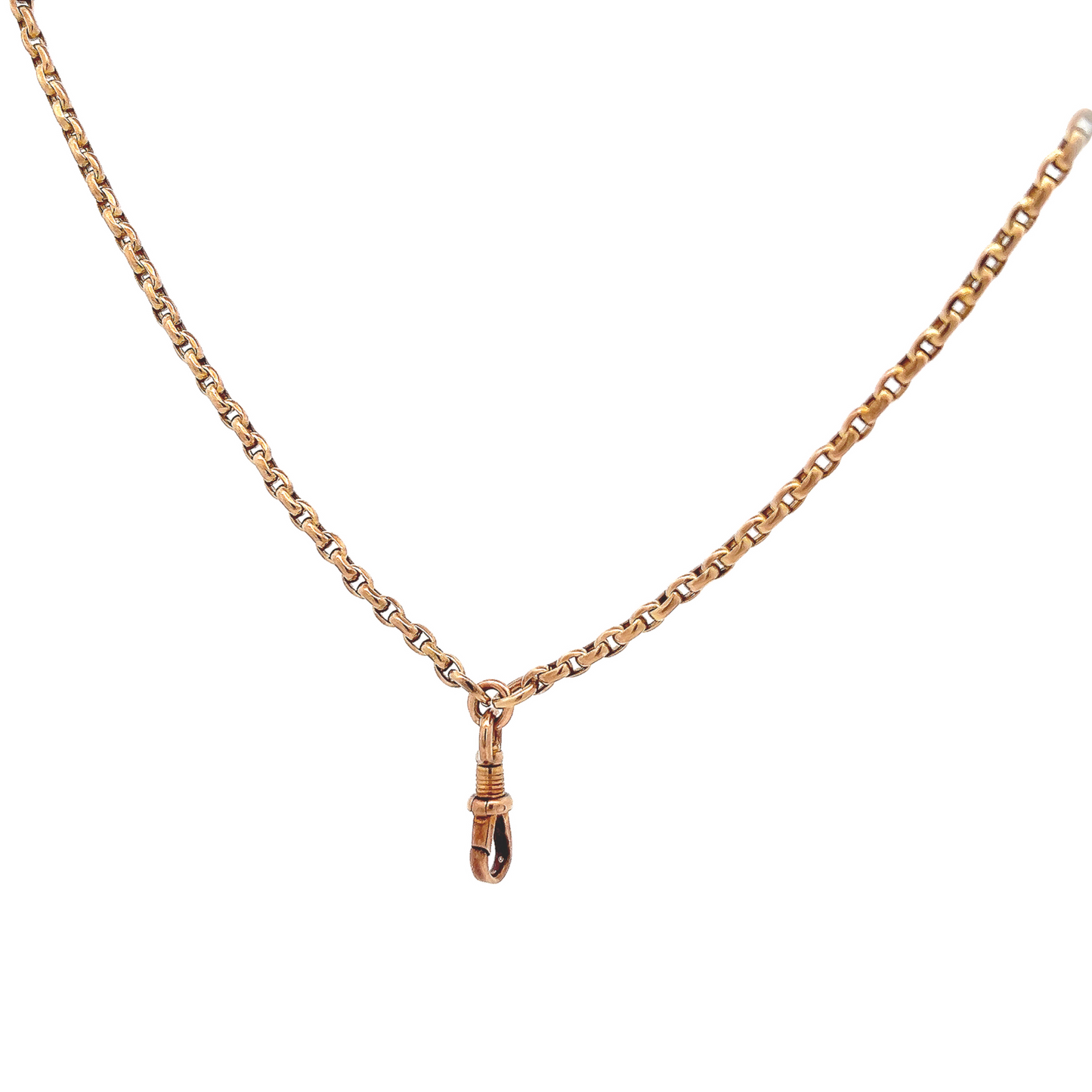 Antique Edwardian 9ct Rose Gold Faceted Belcher Chain with Dog Clip Swivel