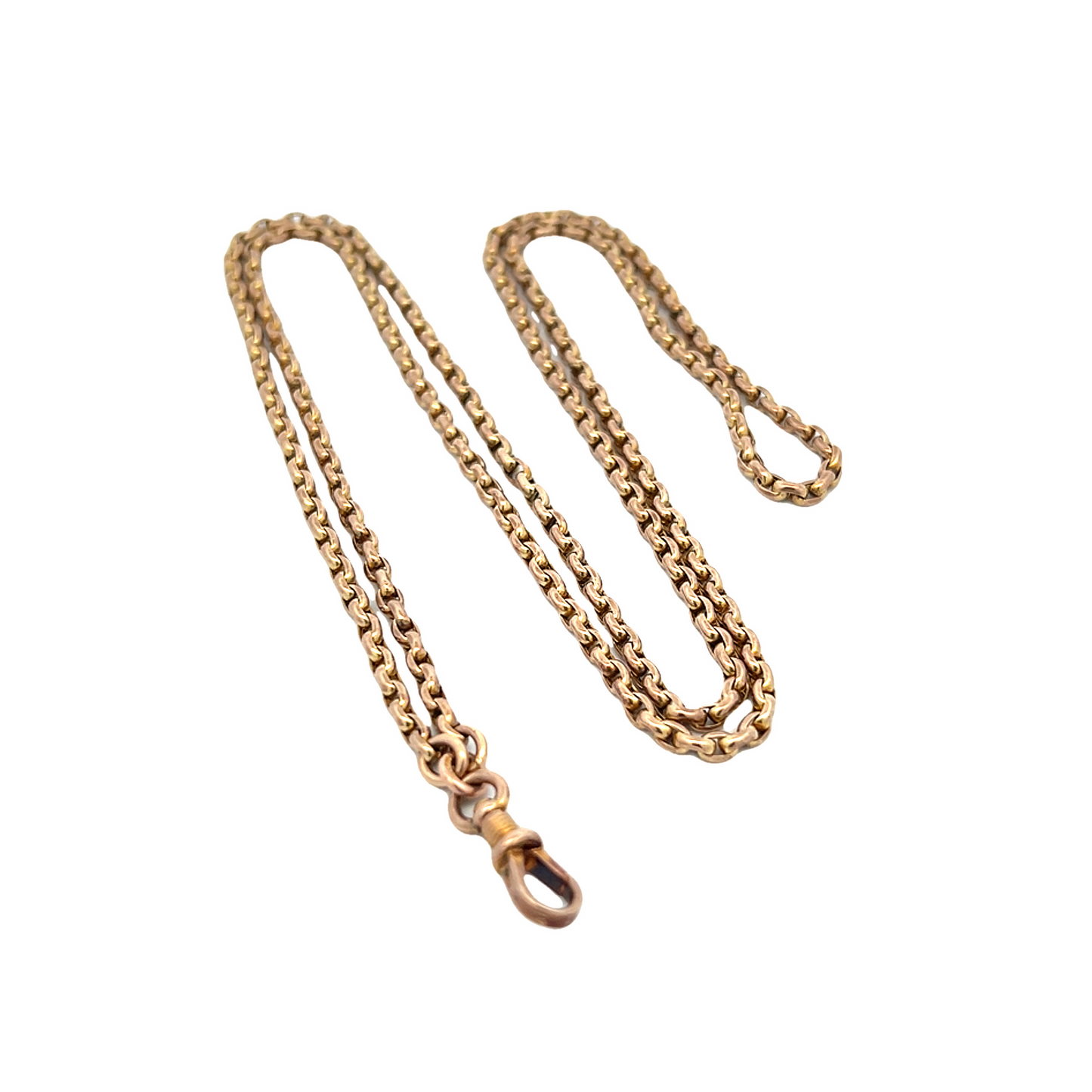 Antique Edwardian 9ct Rose Gold Faceted Belcher Chain with Dog Clip Swivel