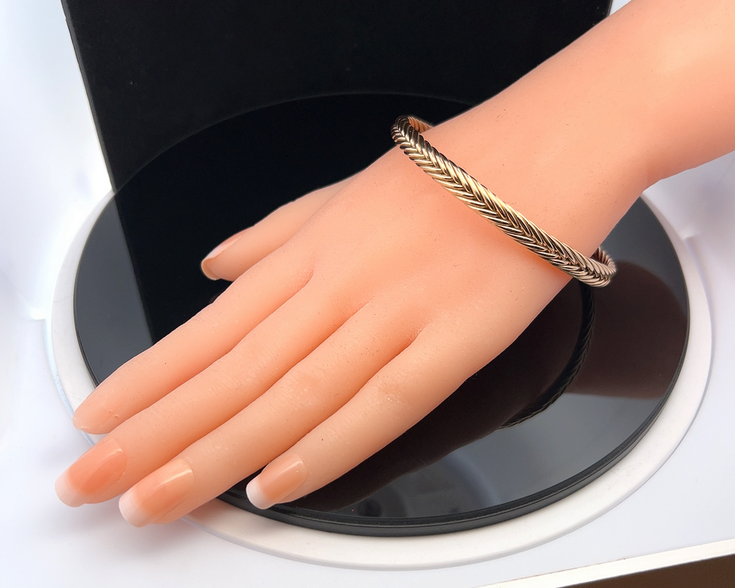 Vintage 9ct Gold Foxtail Woven Cuff Bangle